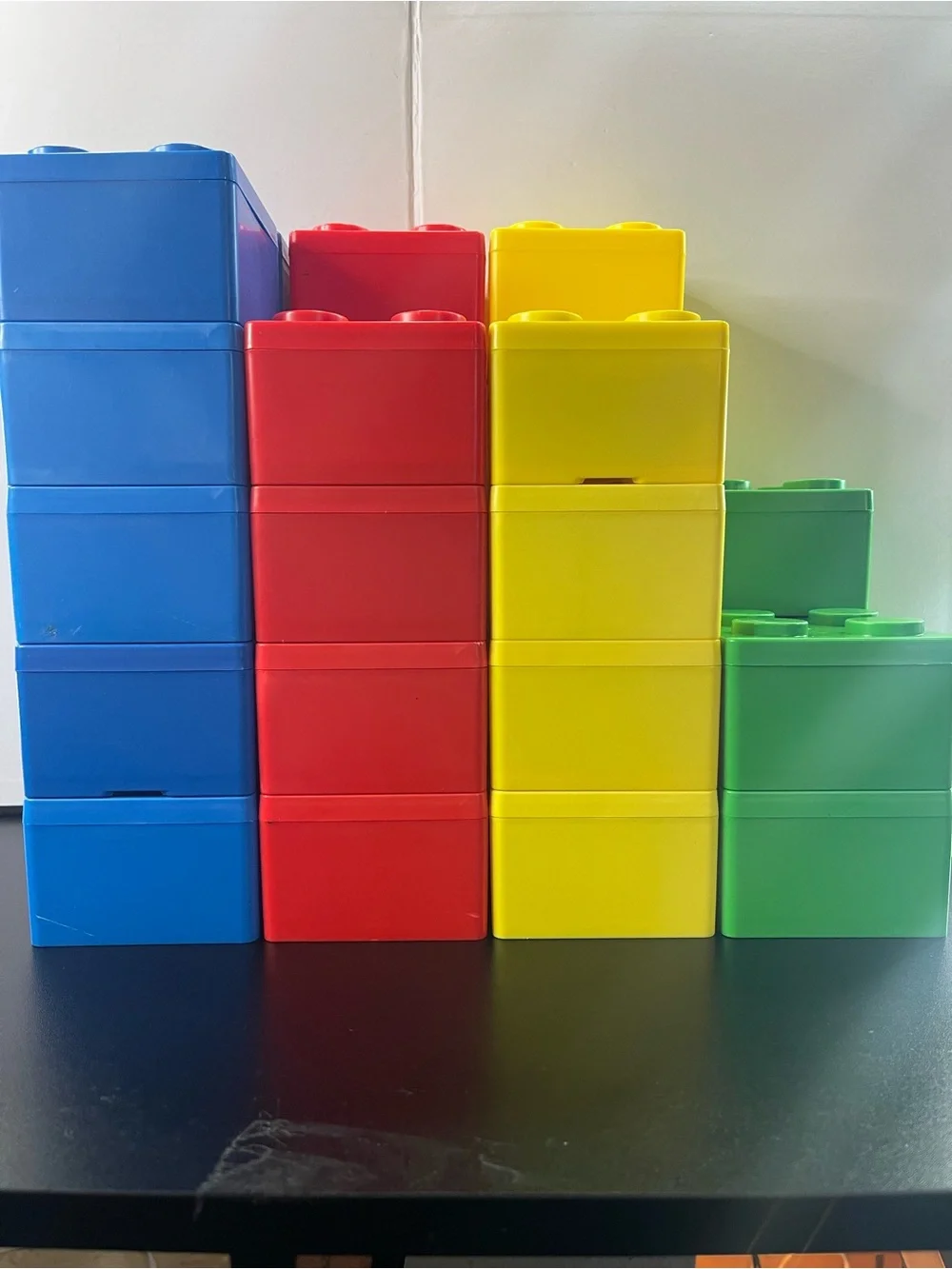 Stackable Building Block Storage - Blue Red Yellow Green